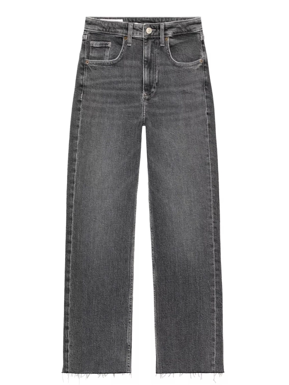 Zara Straight-Leg High-Rise Jeans in Washed Black